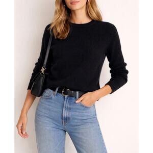 Eric Bompard 100% Cashmere Ribbed Crewneck Sweater Black Size S